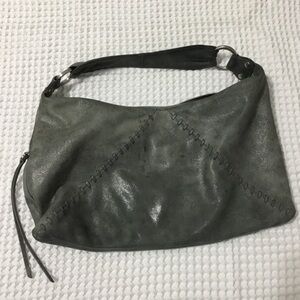 HOBO Paulette in Gray Buffed Leather Shoulder Bag
